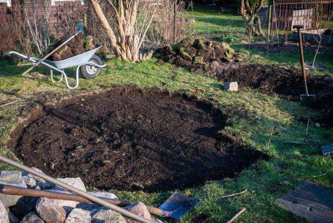 Grundfläche einer Kräuterspirale.