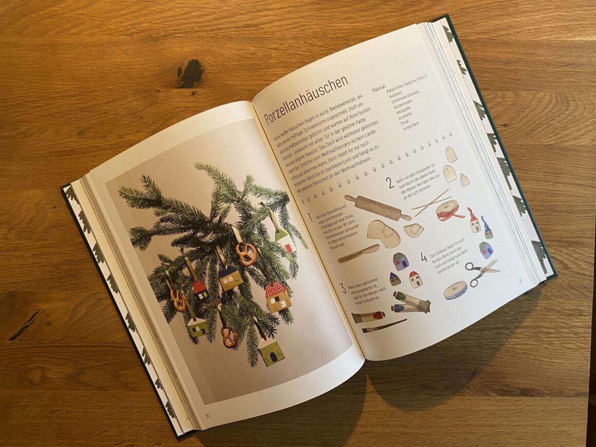 Blick ins Buch Buches Wichteltanz & Kerzenglanz, Anleitung für Porzellanhäuschen. 